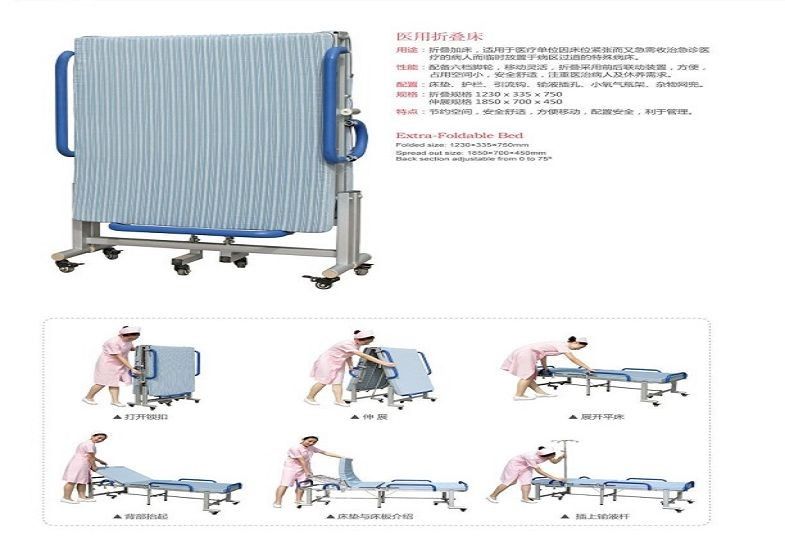 Mobile Folding Manual Giường bệnh viện dành cho người điều dưỡng chuyên nghiệp