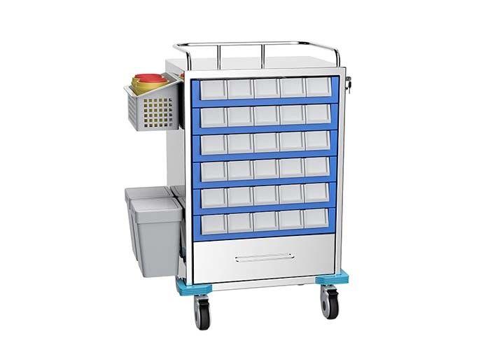 Bệnh viện y tế Crash / Instrument Cart Chất liệu ABS với thùng thuốc