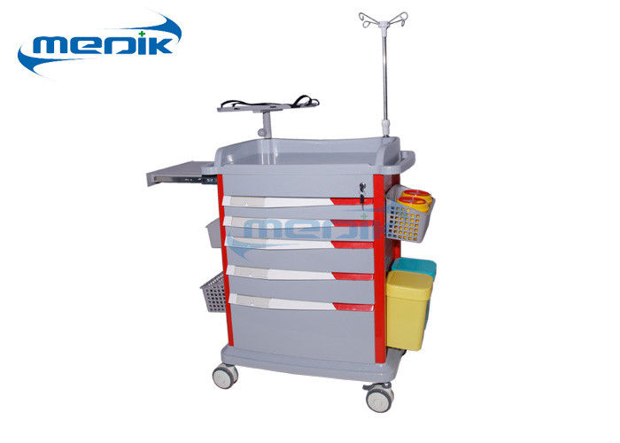 ABS y tế Crash giỏ hàng bệnh viện khẩn cấp xe đẩy với năm đầy màu sắc ngăn kéo