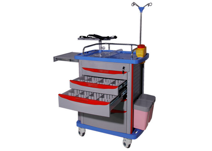 Có thể điều chỉnh Bệnh viện Y tế Crash Cart Với ​​ABS nhựa Ban Top